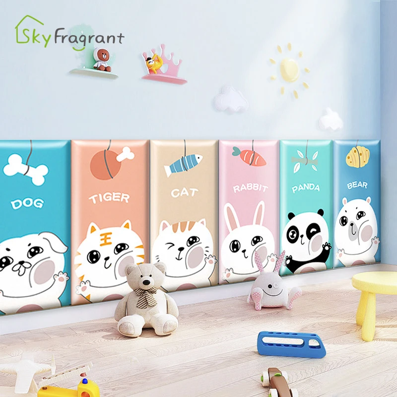 3D Мультяшные животные противоударные самоклеящиеся мягкие наклейки на стену для