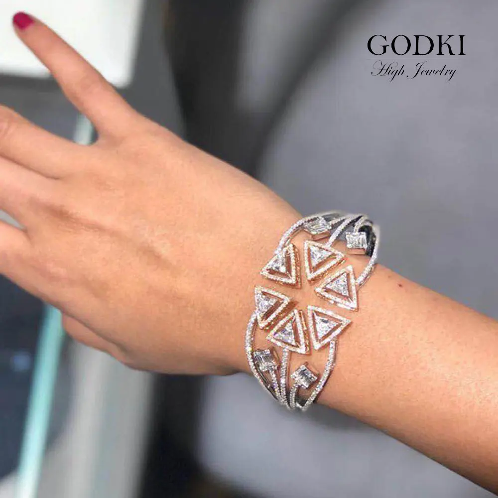 GODKI Trendy Luxury 5 Rows Big Bold Statement Bangle Cuffs For Women Wedding Zircon Crystal CZ Dubai Bracelet Party Jewelry 2020