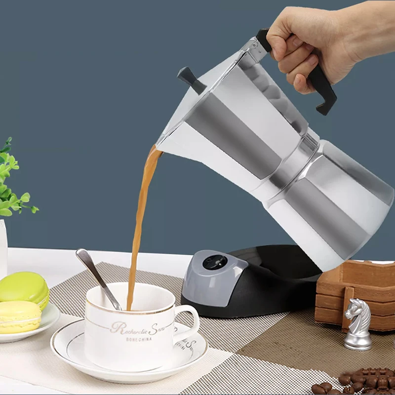 

Coffee Maker Pot Aluminum Mocha Espresso Percolator Pot Coffee Kettle Cafetera Home Outdoor Gas Stove Cafe Tools 3cup/6cup/9cup