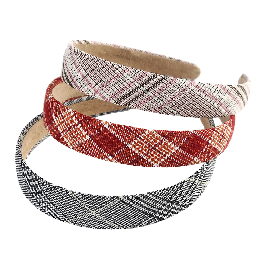 Женский обруч для волос в стиле ретро AWAYTR однотонный элегантный широкий клетку