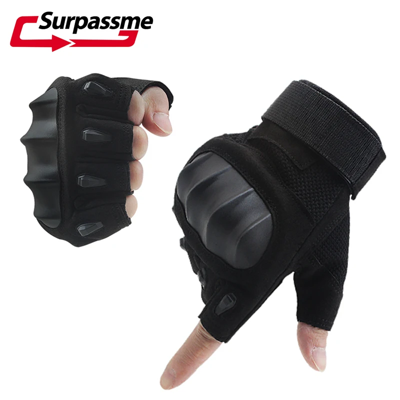 Дышащие жесткие мотоциклетные перчатки на полпальца летние тактические для