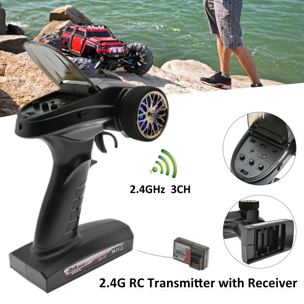 

GN-3T RC Parts 2.4G 3 Channels Anti-Jamming Radio system Transmitter Controller remote control w/ Receiver for RC Car Boat