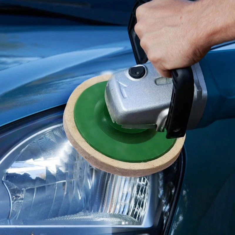 

20 Pack 4 Inch Round Wool Felt Disc Wheel Pad, for 100 Angle Grinder, Buffing Polishing Buffer Bore Dia-White & Green