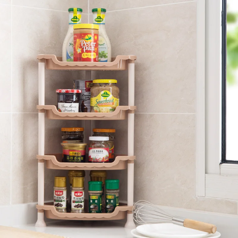 Пластик Многослойные стеллаж для выставки товаров Кухня столешницы полки пол