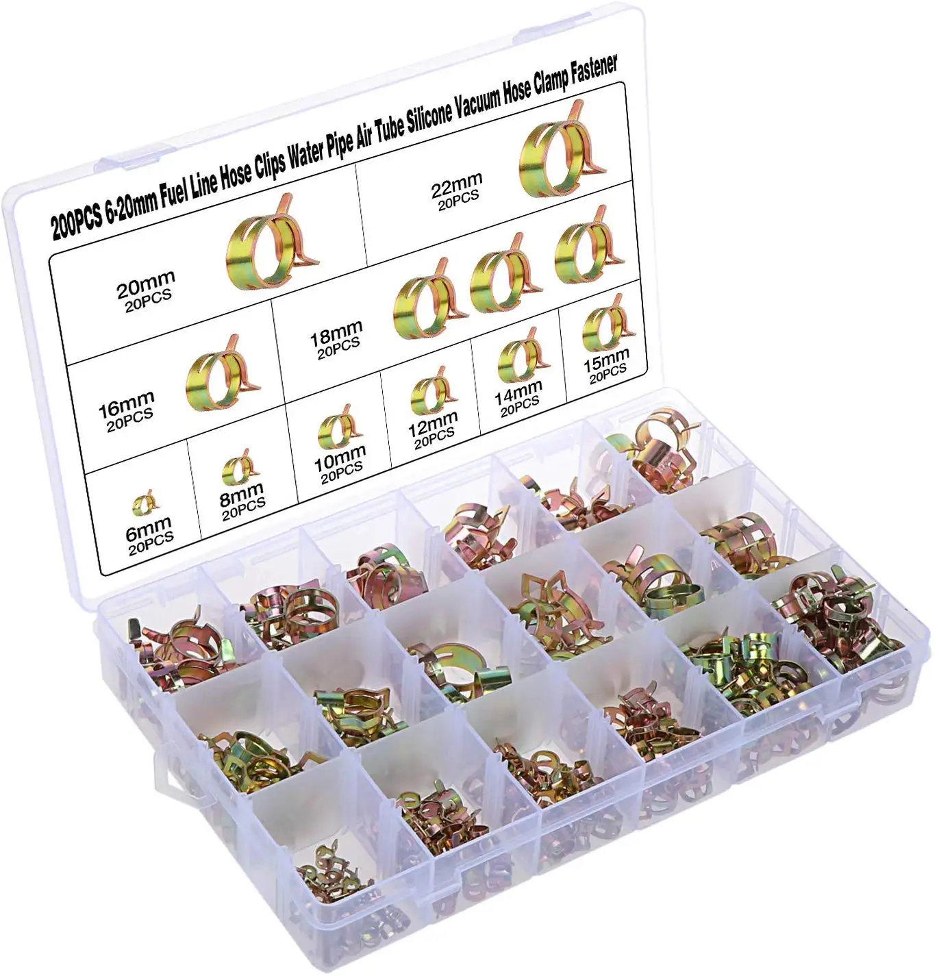 Вакуумное топливо шланг линии пружинный зажим зажимы крепеж 6 22 мм 10 Размеры 200