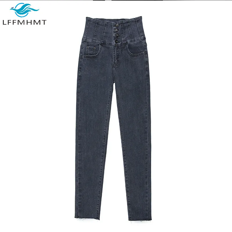 

Women Spring Autumn Fashion High Waist Skinny Denim Pants Female Korean Style Vintage Stretchy Slim pencil Pants Lady Wild Jeans