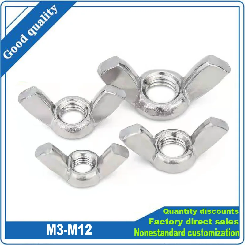 

2/5/10pcs M3 M4 M5 M6 M8 M10 M12 DIN315 304/316 A4 Stainless Steel Adjust Thumb Nut Hand Tighten Thumbnut Butterfly Ear Wing Nut