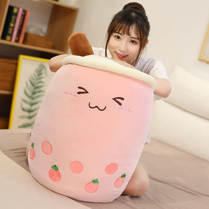 

New Lovely Fruit Bubble Tea Cup Shaped Plush Toys Soft Cartoon Pillow Cushion Real Life Milk Tea Doll Kids Baby Gift