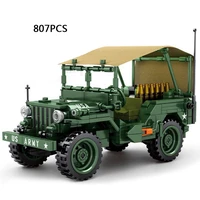 technical classic vehicle u s a willys military jeeps m38 building block pull back car bricks toys collection for boys gifts