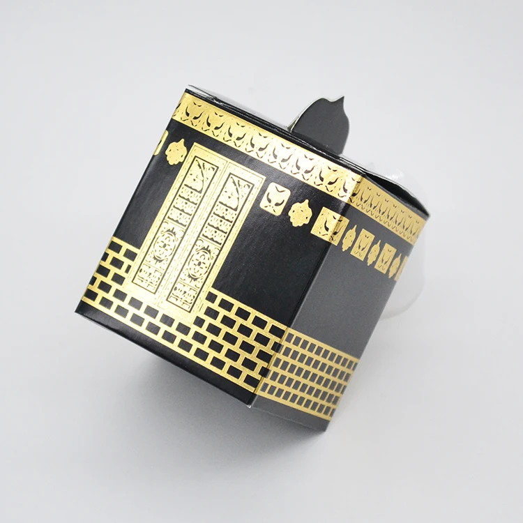 

Mecca Hajj Gold Foil Printing Kaaba Favor Gifts Box for Ramadan Decoration