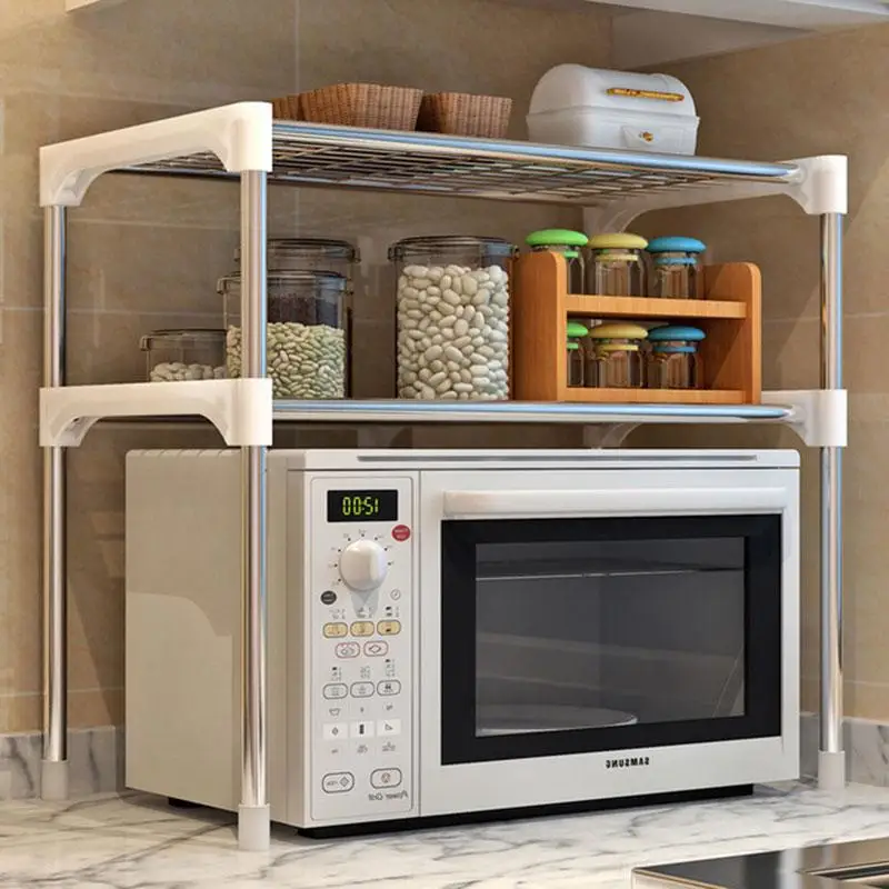 

Adjustable Stainless Steel Microwave Oven Shelf Detachable Rack Kitchen Tableware Storage Holder