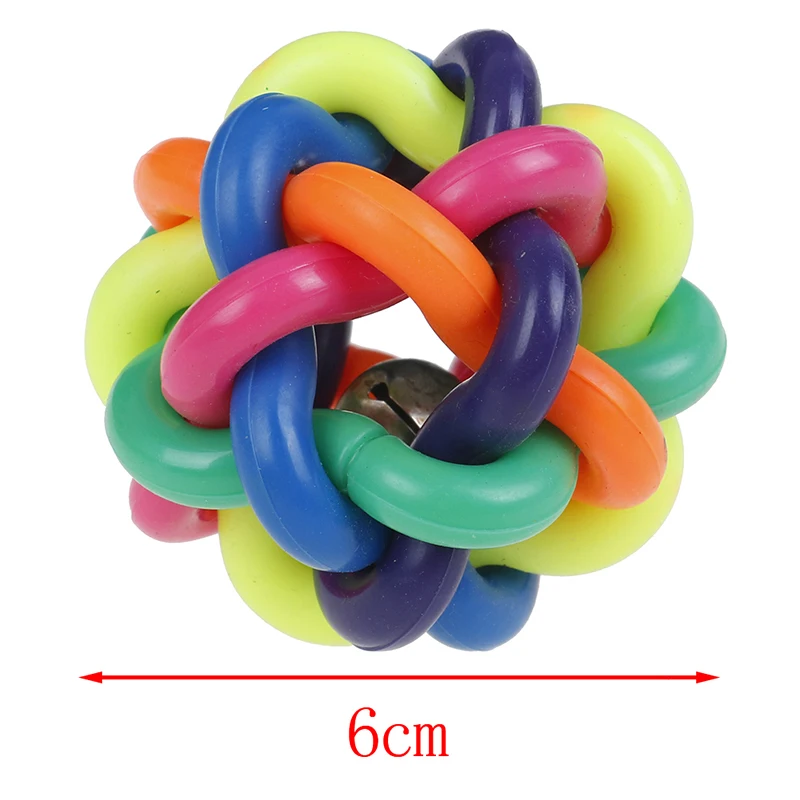 1x Colorful Rubber Ball Interactive Pet Dog Cat Toy With Bell Rainbow Pets Puppy 6 /7.5/9.5cm | Дом и сад