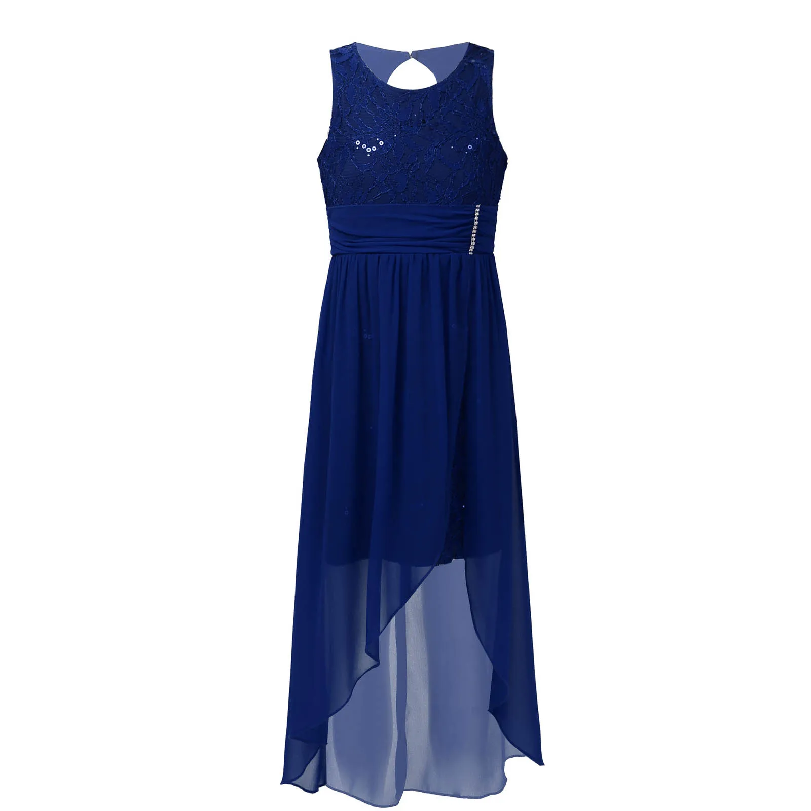 

Kid Girls Formal Prom Party Embroidered Floral Lace Dress Sequins Split Irregular Hem Party Dress Wedding Dresses Princess Dress