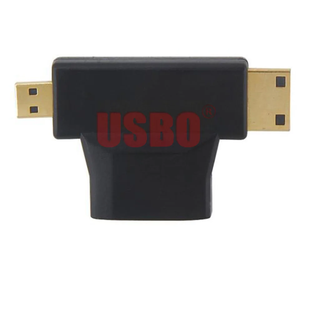 Высококачественный черный 2-в-1 HDMI разъем HD 1 4 В мини и микро штекер-HDMI гнездо