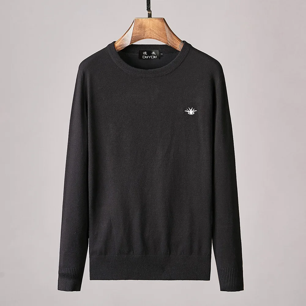 DUYOU осенне-зимний мужской свитер модный тренд удобный Однотонный с вышивкой