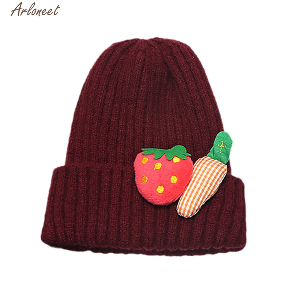 ARLONEET/детская шапка Зимняя теплая вязаная шерстяная с рисунком клубники для