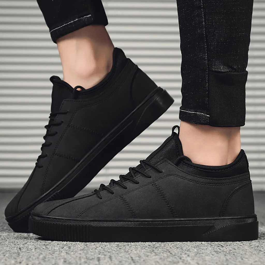 Кроссовки мужские из искусственной кожи низкие на шнуровке повседневная обувь