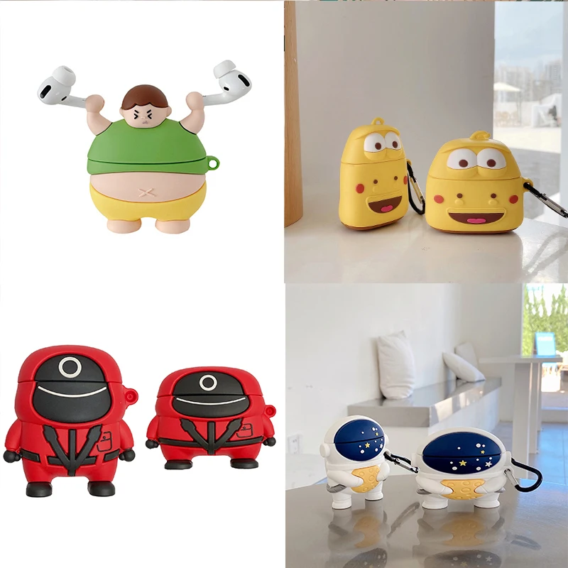 

Cute Cartoon Case for Airpods Pro 3D Cover for Airpod Pendant Air Pods 1 2 Duck Flying Astronaut Soft Shell Beautiful Decoration