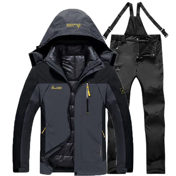 Men Winter Ski Hiking Jacket Suits Outdoor Fishing Camping Trekking Waterproof Windproof Thermal 2 in 1 Jackets +Detachable Pant | Спорт и