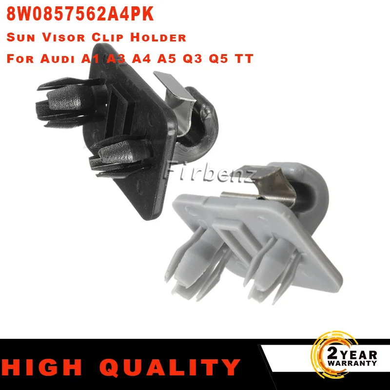 

Black Grey Plastic Auto Roof Sun Visor Clip Holder Hook Stand For Audi A1 A3 A4 A5 Q3 Q5 TT Interior 8W0857562A4PK