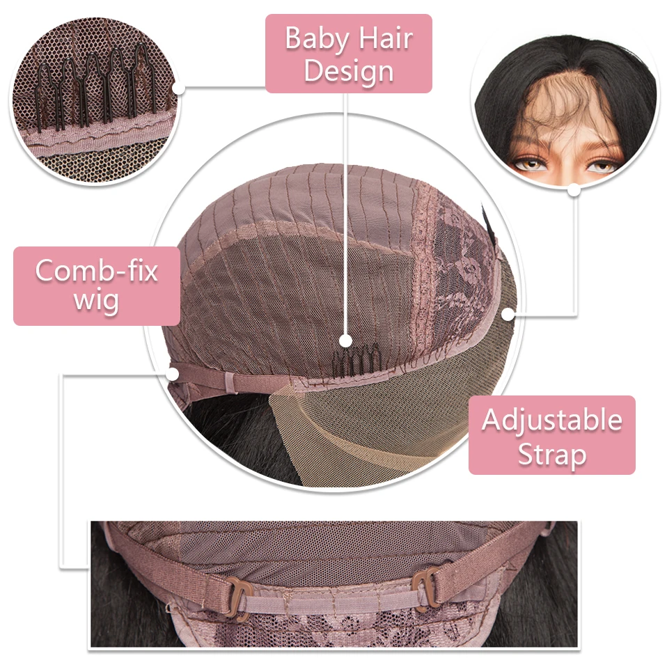 

HAIRRO 26'' Ombre Yaki Hair 12.5X3 Lace Front Wig Long Straight Synthetic Free Part Hairline Afro Wigs With Baby Hair