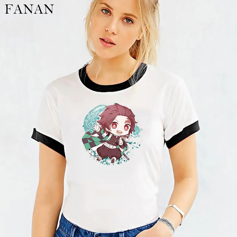 

2020 Funny Japanese Anime Kimetsu No Yaiba Demon Slayer T Shirt Graphic Top Tee Tshirt Street wear Printed T-shirt Women Clothes