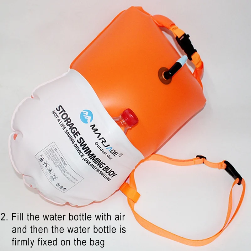

Inflatable Open PVC Swimming Buoy Tow Float Dry Bag 20L Double Air Bag with Waist Belt for Swimming Water Sport Safety Bag