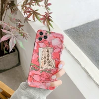 retro cute art japanese pink rose flower phone case for iphone 11 pro max xr xs max x 7 7 plus 8 plus cases soft silicone cover
