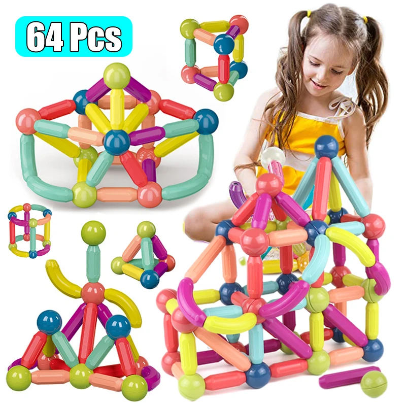 64 шт. большой Размеры с магнитной застёжкой строительные блоки игра на магнитах