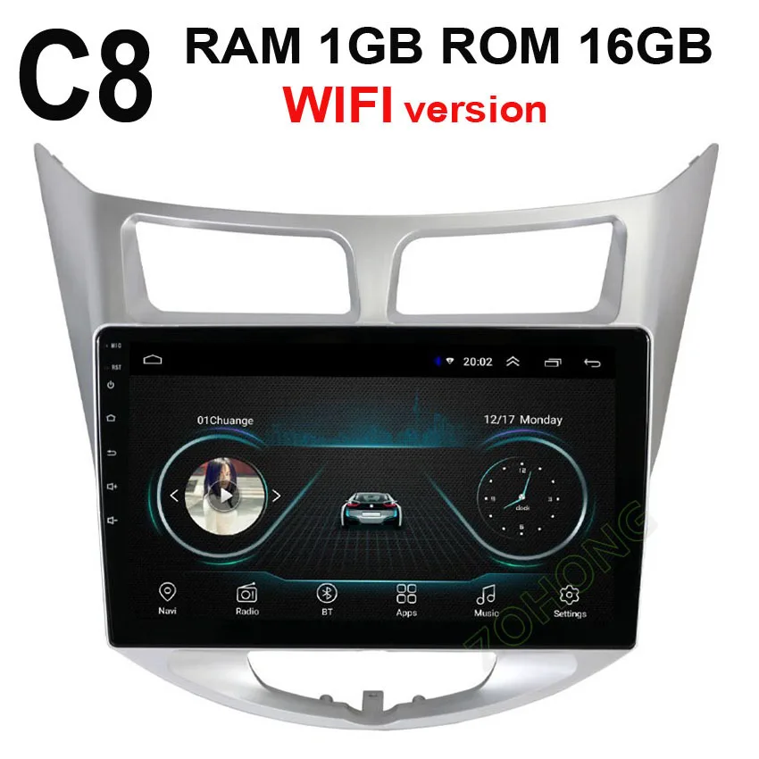 10,2 дюймов DSP 2.5D Android 9 автомобильный DVD мультимедийный видео плеер для hyundai Solaris Accent Verna радио gps навигация satnav BT wifi - Цвет: C8