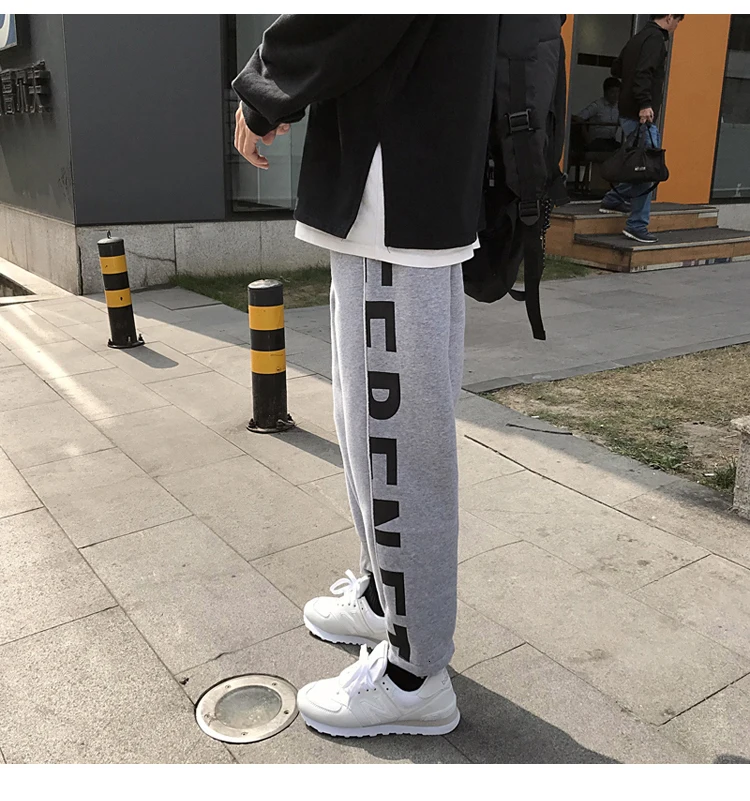 Plus Velvet Thick Joggers Pants Men's Fashion Letters Printed Casual Sweatpants Men Street Wild Hip Hop Loose Trousers Mens