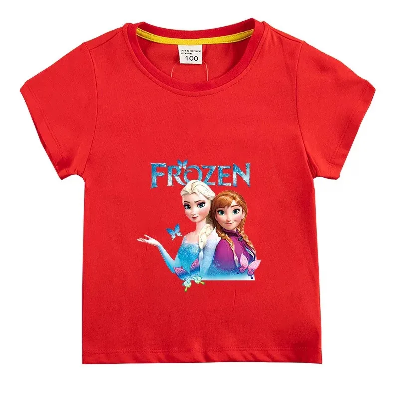 Новинка летняя футболка с мультяшным героем Диснея Холодное сердце Анна Эльза