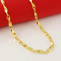 fashion 24k gold necklace 4mm40 45 50cm blade necklace snake bone chain mens womens jewelry gifts