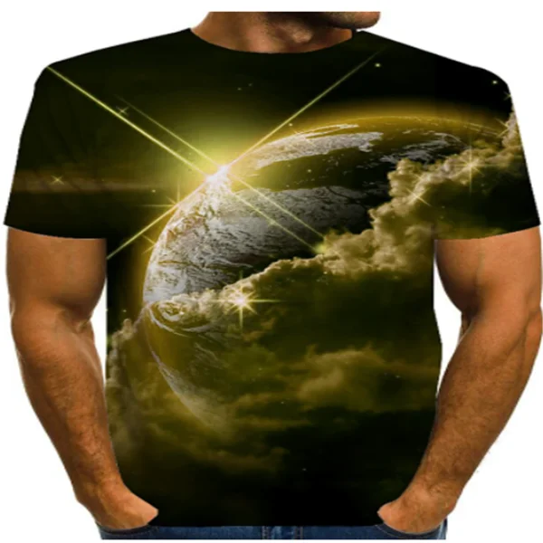 

Футболка для мужчин и женщин, крутая уличная одежда с 3D-принтом звездного неба для мальчиков и девочек, топы с космосом, планетой, космосом, г...