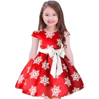 girls dress fashion spring and summer puff skirt round neck print bow princess dress birthday party dress kids dresses for girls
