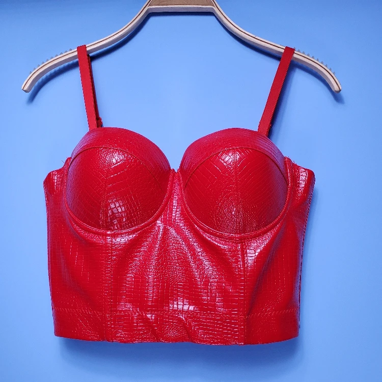 Сделан из искусственной кожи с узором крокодиловая кожа Топы на бретельках