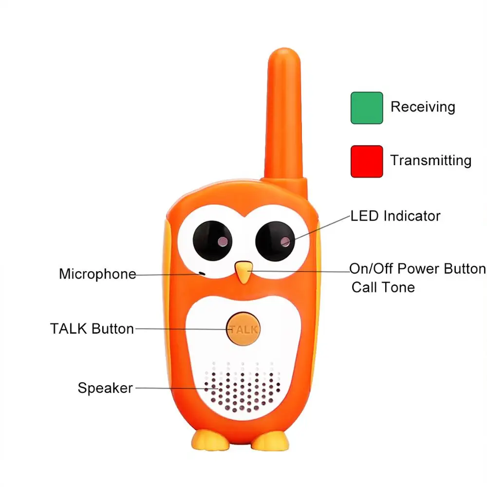 Retevis RT30  Mini Walkie Talkie  Kids Owl Design PMR 446 Portable Two Way Radio  And SV201 6X18 Binoculars Sets Christmas Gift