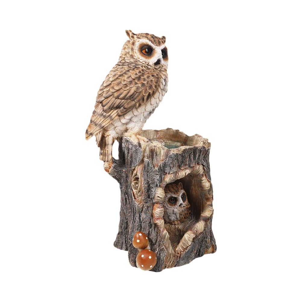 

1Pc Resin Craft Ornament Simulation Owl Decor Lighted Balcony Decoration