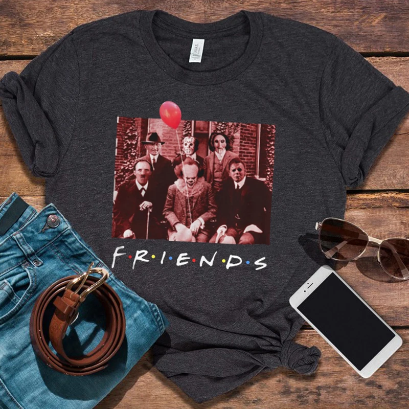 Рубашка на Хэллоуин белая женская футболка с принтом персонажей из фильма