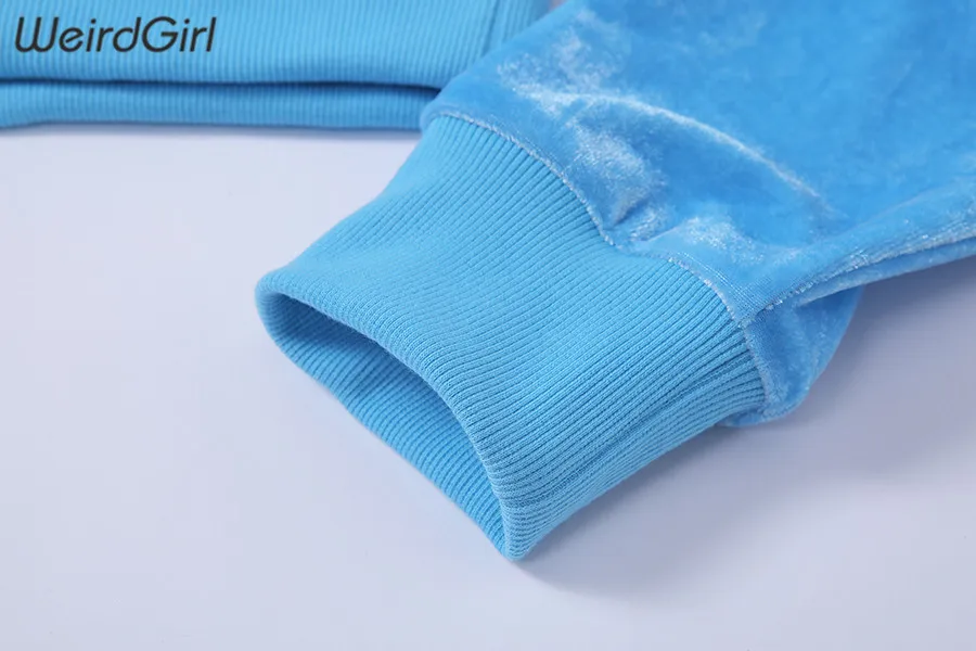 Weirdgirl женские толстовки модные повседневные свободные хлопковые однотонные синие женские толстовки с длинным рукавом Уличная женская новая осенняя