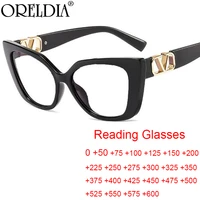 vintage cat eye letters hyperopia glasses women luxury brand designer blue light filter reading glasses diopters 0 5 to 600