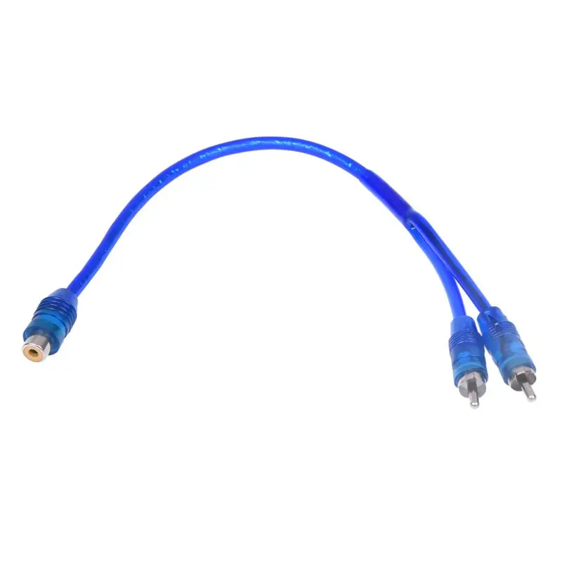Автомобильный аудио RCA Женский 2 сплиттер папа Кабель адаптер провод темно синий