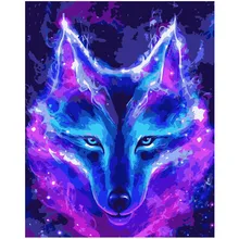 Картина по номерам DIY дропшиппинг 40x50 60x75 см красивый мечтательный синий волк животное холст свадебное украшение художественная картина подарок