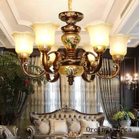 european style vintage resin chandelier cartoon dining room bedroom luxury creative carved led chandelier free shipping