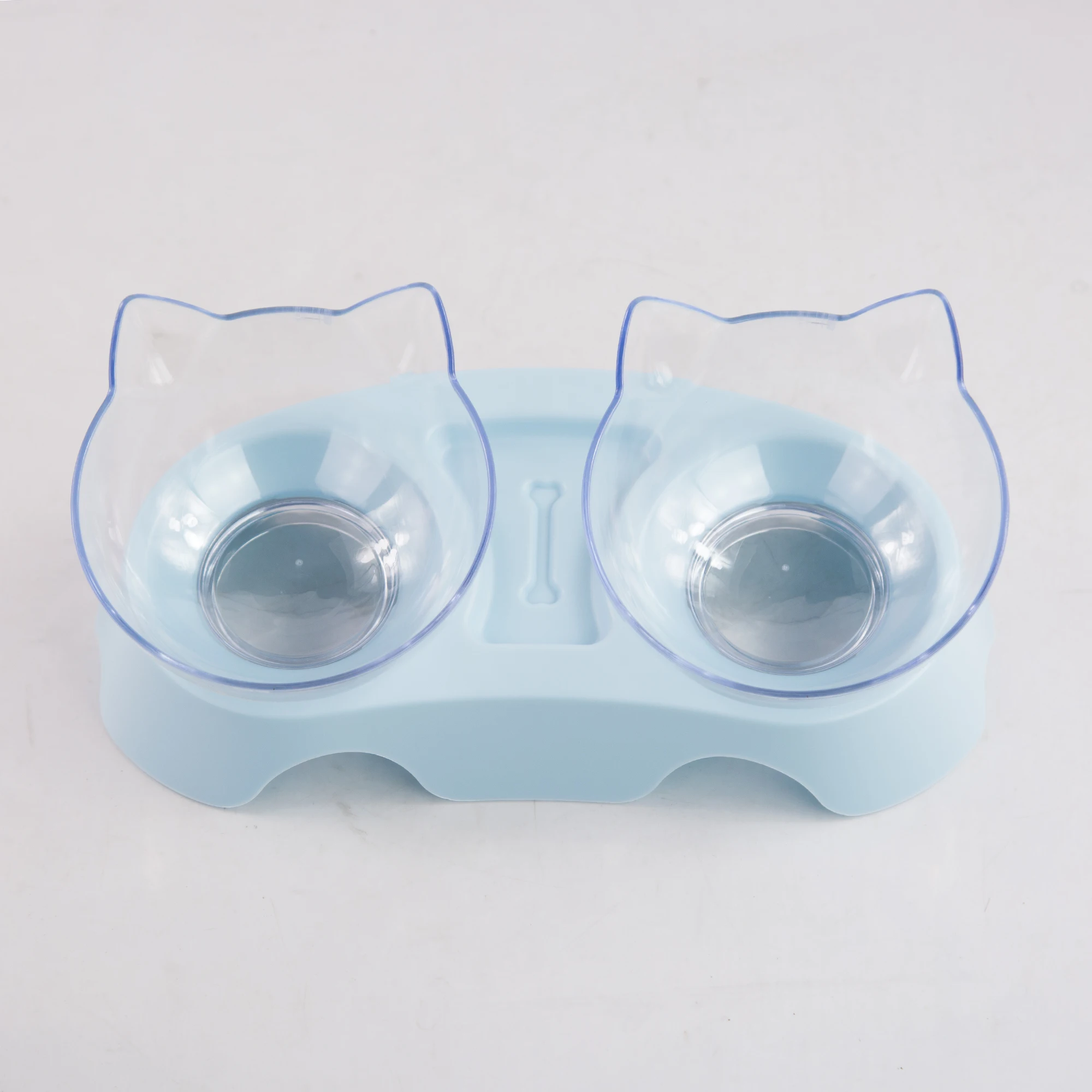 

Transparent neck double bowl Cat bowl Cat bowl Transparent single bowl Pet supplies