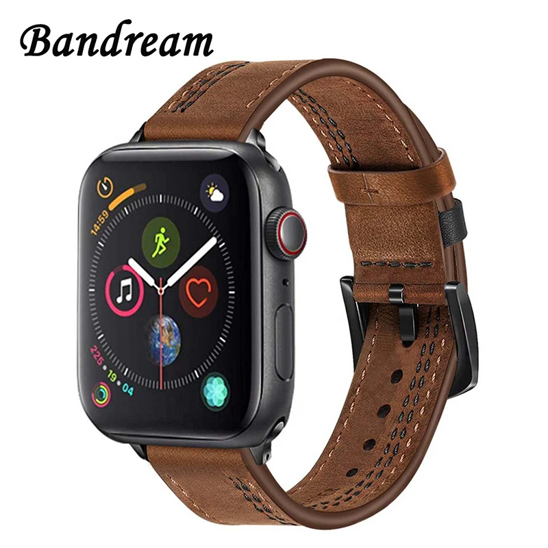 Уникальный ремешок из натуральной коровьей кожи для iWatch Apple Watch Series 5 4 3 2 1 38 мм 40 мм 42 мм 44 мм 316L сталь застежка ремешок