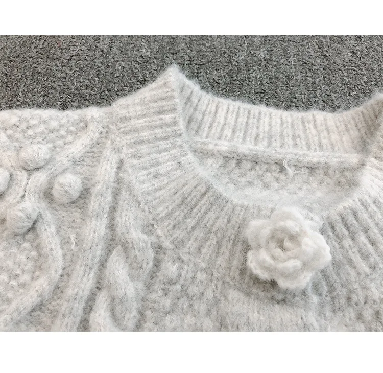 

ZCSMLL round collar knitted women sweater long sleeve korean fashion split folower loose big size autumn female pullover 2021