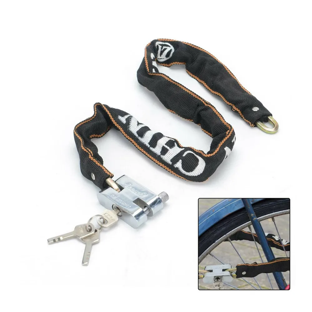 

1pc Bicycle Lock Black Heavy Duty Motorbike Motorcycle Scooter Bike Motor Bicycle Chain Pad Lock Bicycle Accessories