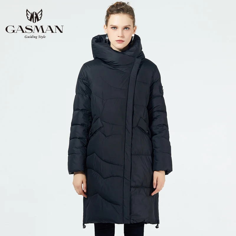 BLACK (701) GASMAN Пуховик мод женская зимняя куртка Длинная большой размер модное пальто теплая парка с капюшоном Высокого качества Женская зимняя верхняяя одежда - Цвет: BLACK (701)