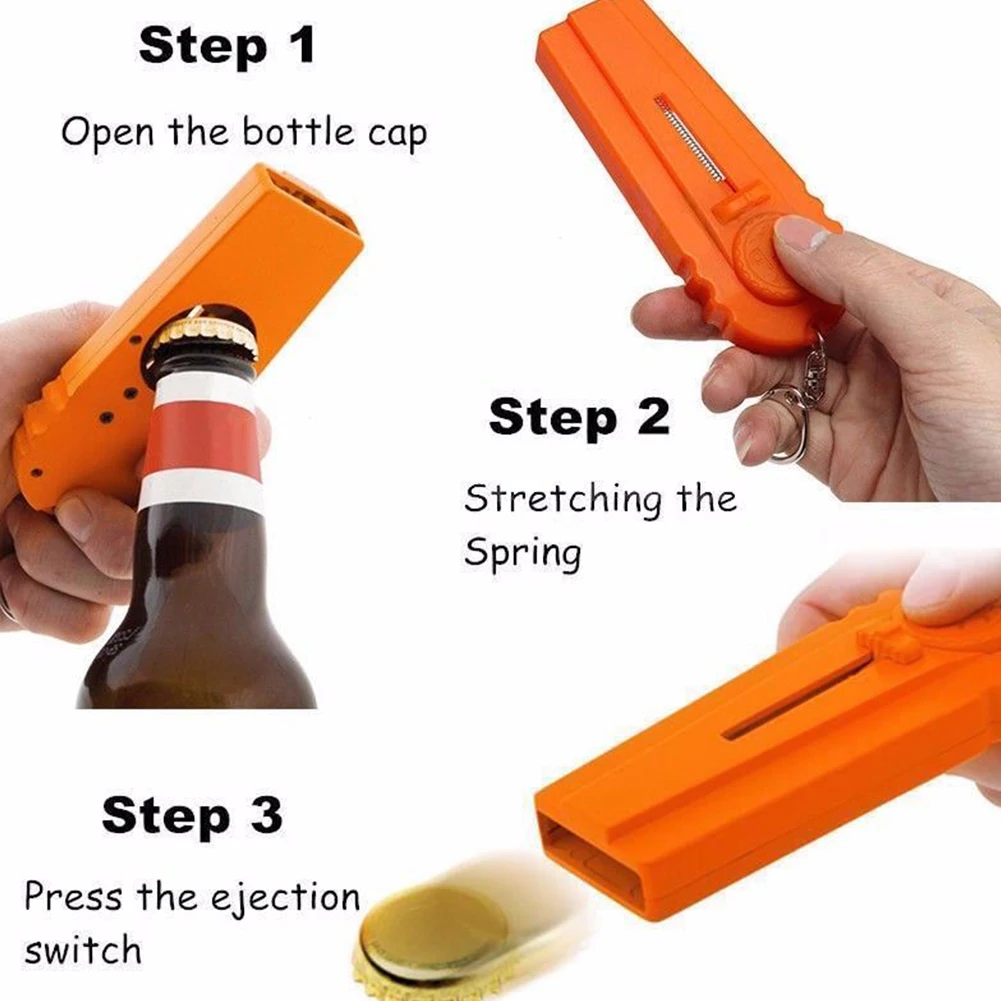 

Bottle Cap Launcher Creative Drink Corkscrew Flying Launcher Bottle Portable Gun Bar Tool Beer Opening Shaped Lids Shooter Toy